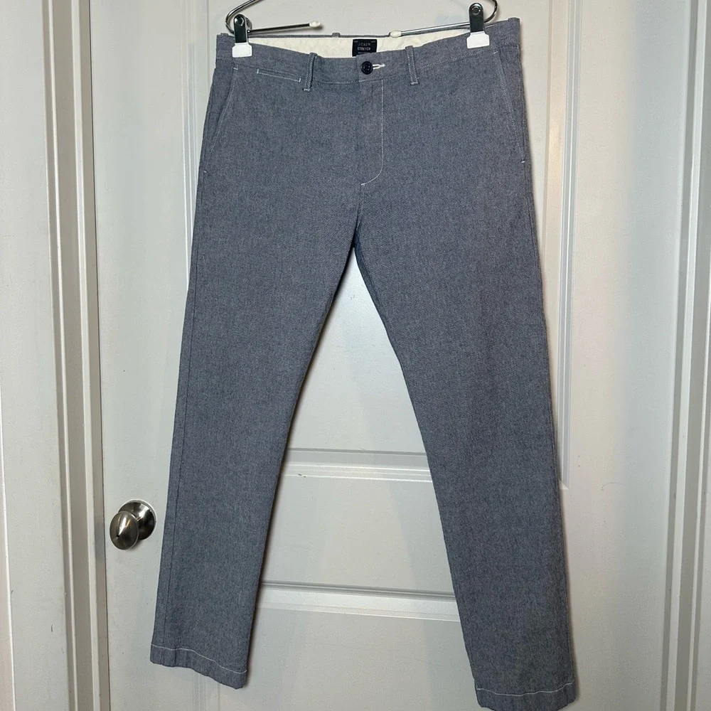 J. Crew 484 Slim Stretch Cotton Blue Pants, Size 34W/30L